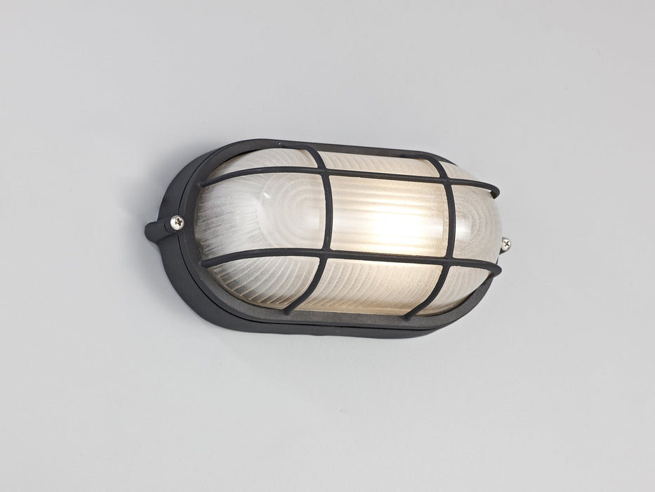 Deco Avon Oval Wall/Ceiling Lamp, 1 Light E27, IP44, Black/Glass • D0480