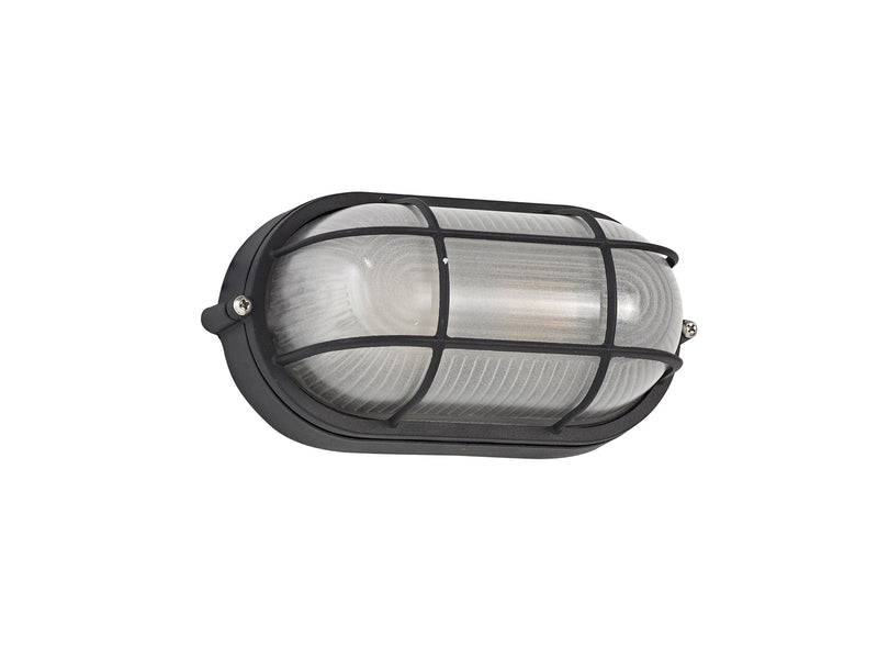 Deco Avon Oval Wall/Ceiling Lamp, 1 Light E27, IP44, Black/Glass • D0480