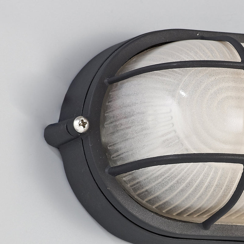 Deco Avon Oval Wall/Ceiling Lamp, 1 Light E27, IP44, Black/Glass • D0480