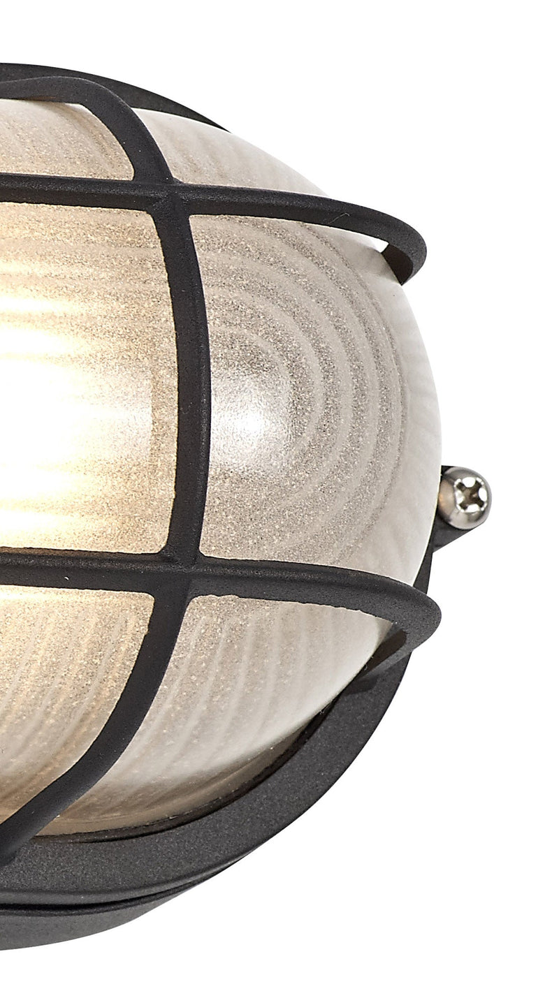 Deco Avon Oval Wall/Ceiling Lamp, 1 Light E27, IP44, Black/Glass • D0480