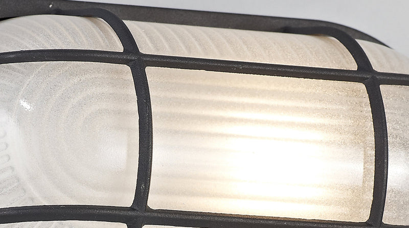 Deco Avon Oval Wall/Ceiling Lamp, 1 Light E27, IP44, Black/Glass • D0480