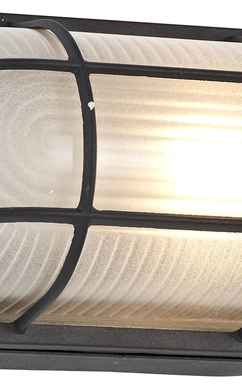 Deco Avon Oval Wall/Ceiling Lamp, 1 Light E27, IP44, Black/Glass • D0480