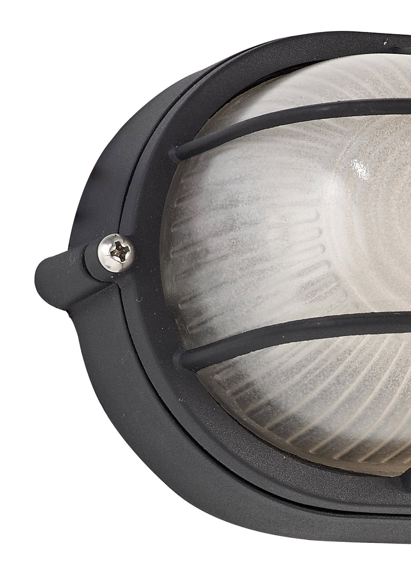 Deco Avon Oval Wall/Ceiling Lamp, 1 Light E27, IP44, Black/Glass • D0480