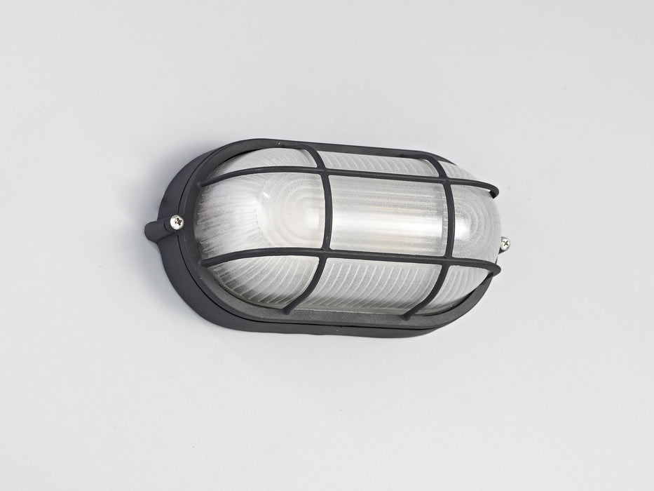 Deco Avon Oval Wall/Ceiling Lamp, 1 Light E27, IP44, Black/Glass • D0480