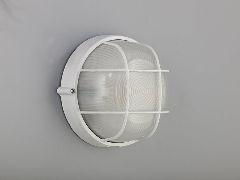 Deco Avon Round Wall/Ceiling Lamp, 1 Light E27, IP44, White/Glass • D0481