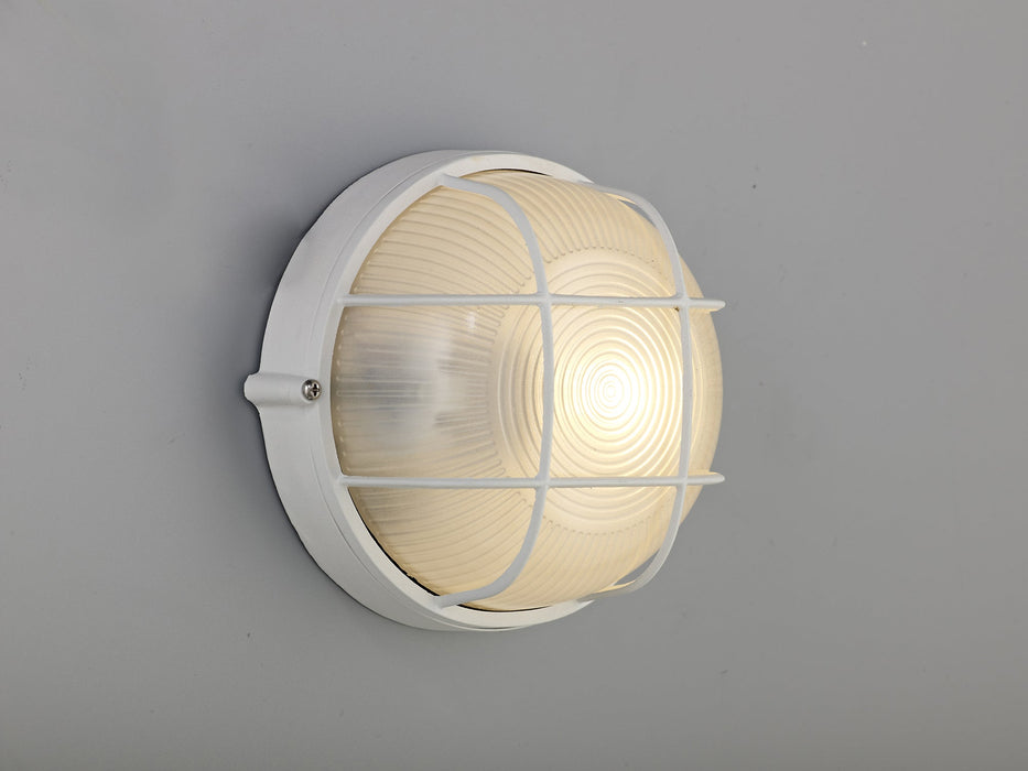 Deco Avon Round Wall/Ceiling Lamp, 1 Light E27, IP44, White/Glass • D0481