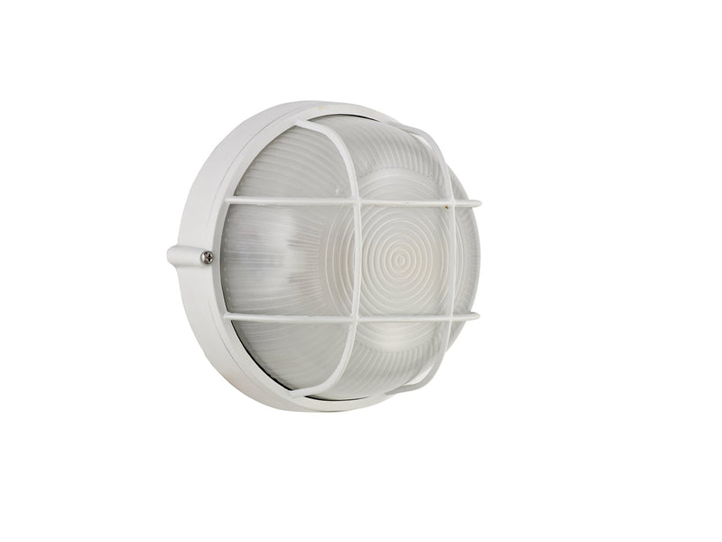 Deco Avon Round Wall/Ceiling Lamp, 1 Light E27, IP44, White/Glass • D0481