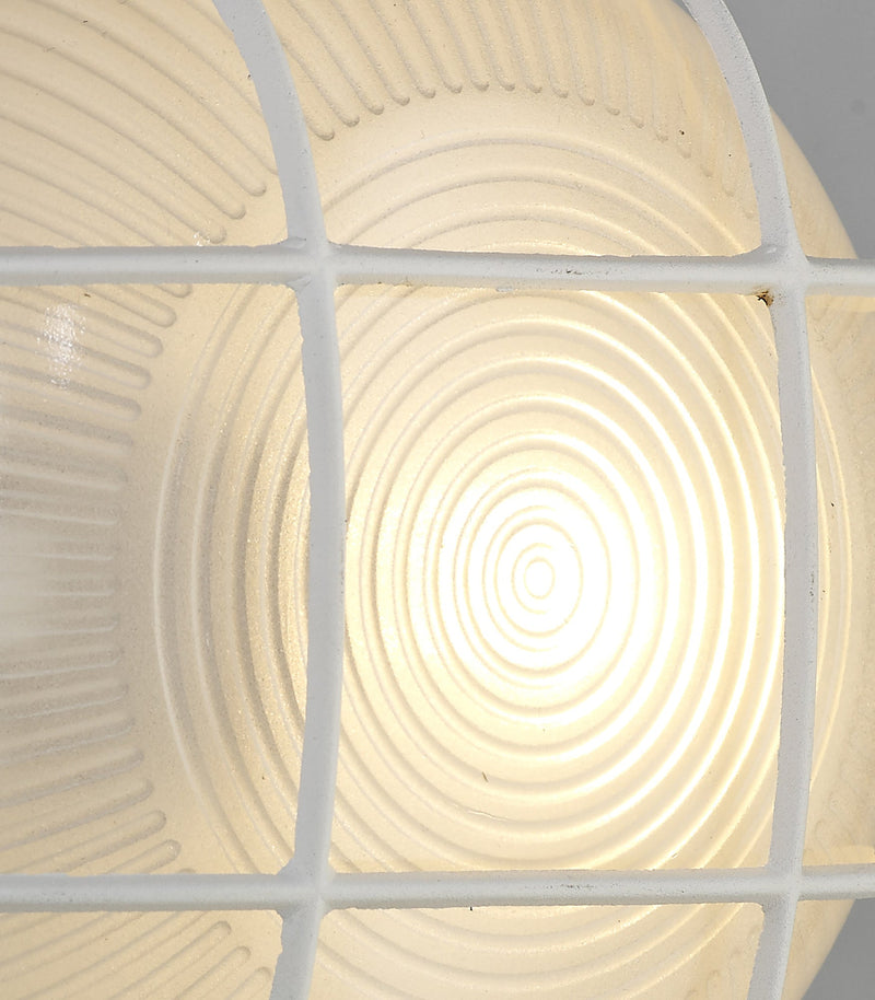 Deco Avon Round Wall/Ceiling Lamp, 1 Light E27, IP44, White/Glass • D0481