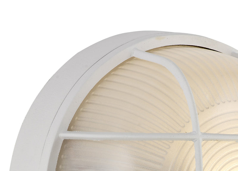 Deco Avon Round Wall/Ceiling Lamp, 1 Light E27, IP44, White/Glass • D0481