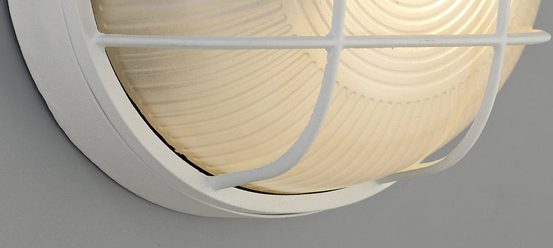 Deco Avon Round Wall/Ceiling Lamp, 1 Light E27, IP44, White/Glass • D0481