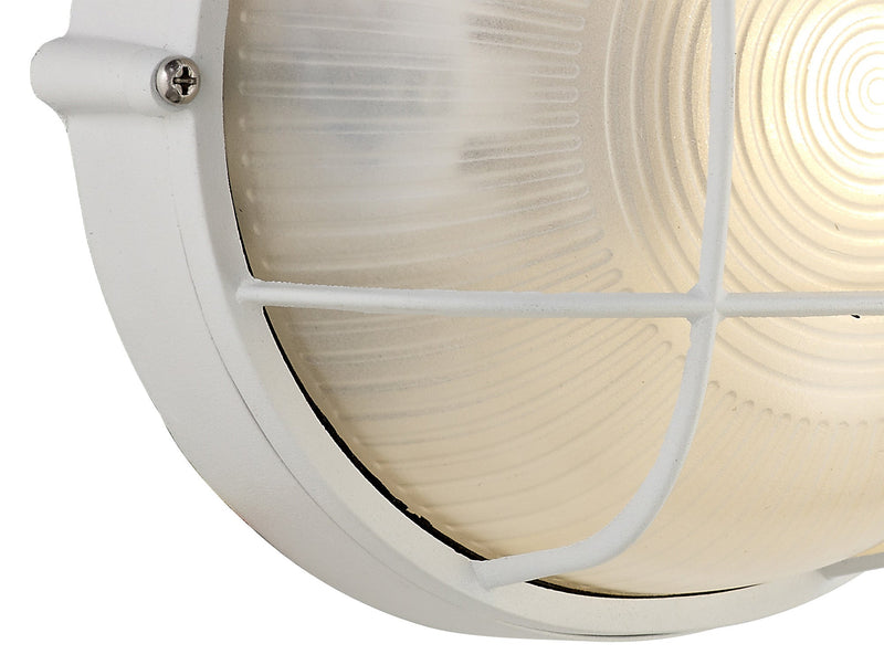 Deco Avon Round Wall/Ceiling Lamp, 1 Light E27, IP44, White/Glass • D0481