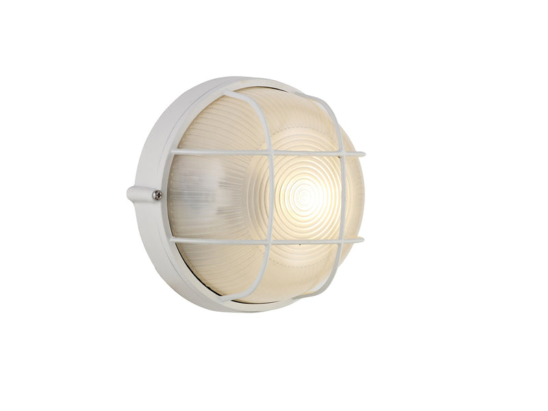 Deco Avon Round Wall/Ceiling Lamp, 1 Light E27, IP44, White/Glass • D0481