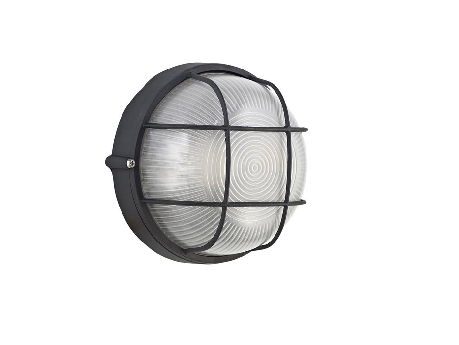 Deco Avon Round Wall/Ceiling Lamp, 1 Light E27, IP44, Black/Glass • D0482