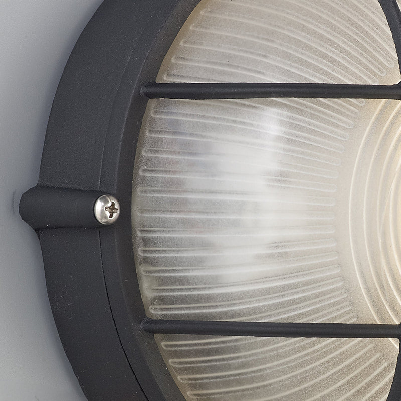 Deco Avon Round Wall/Ceiling Lamp, 1 Light E27, IP44, Black/Glass • D0482