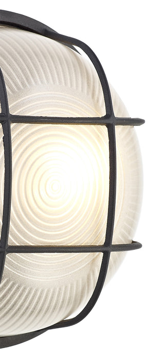 Deco Avon Round Wall/Ceiling Lamp, 1 Light E27, IP44, Black/Glass • D0482