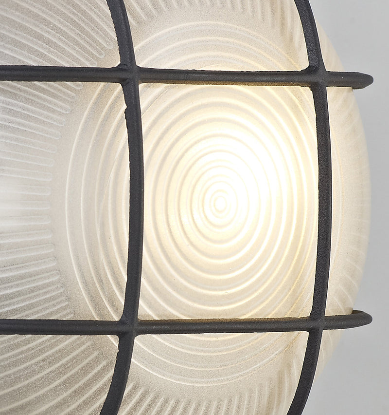 Deco Avon Round Wall/Ceiling Lamp, 1 Light E27, IP44, Black/Glass • D0482