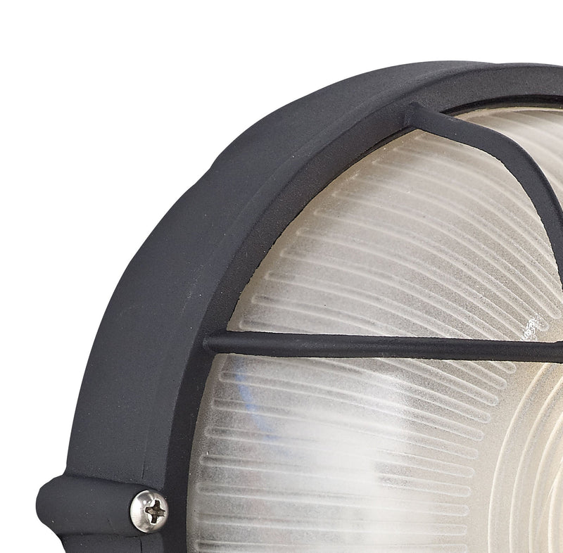 Deco Avon Round Wall/Ceiling Lamp, 1 Light E27, IP44, Black/Glass • D0482
