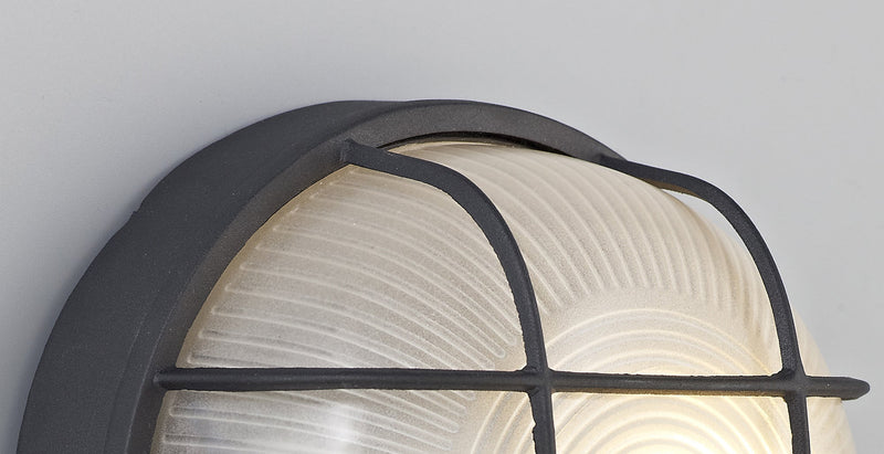 Deco Avon Round Wall/Ceiling Lamp, 1 Light E27, IP44, Black/Glass • D0482