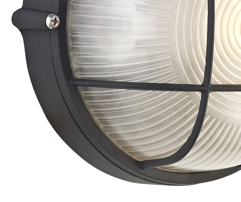 Deco Avon Round Wall/Ceiling Lamp, 1 Light E27, IP44, Black/Glass • D0482