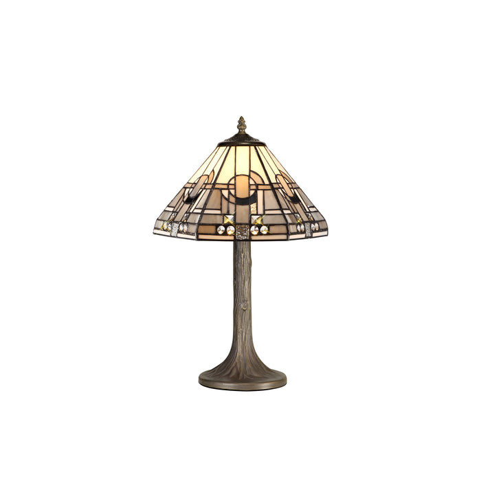 Regal Lighting SL-1471 1 Light Tree Tiffany Table Lamp 30cm White, Grey And Black With Clear Crystal Shade