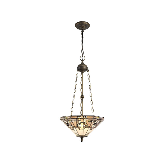Regal Lighting SL-1454 3 Light 40cm Tiffany Uplighter Pendant White And Grey With Clear Crystal Shade