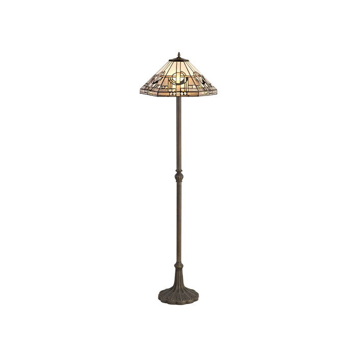 Regal Lighting SL-1452 2 Light Leaf Tiffany Floor Lamp 40cm White, Grey And Black With Clear Crystal Shade