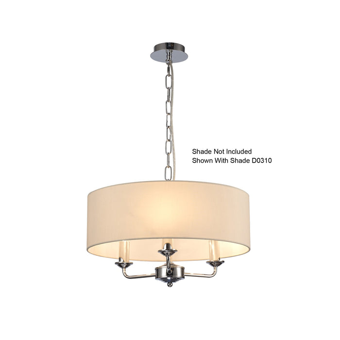 Deco Banyan 3 Light Multi Arm Pendant Without Shade, c/w 2m Chain, E14 Polished Chrome • D0354