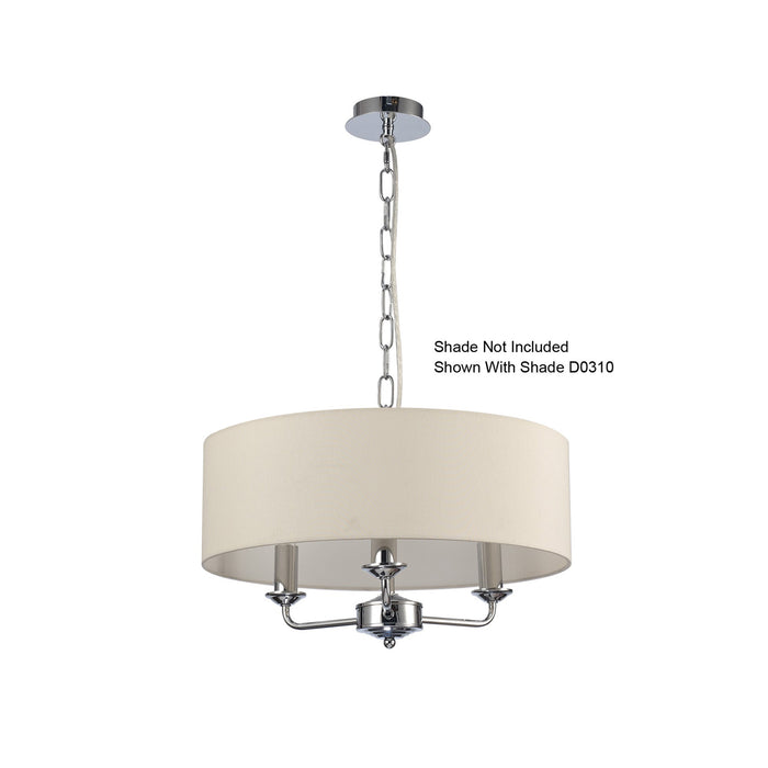 Deco Banyan 3 Light Multi Arm Pendant Without Shade, c/w 2m Chain, E14 Polished Chrome • D0354