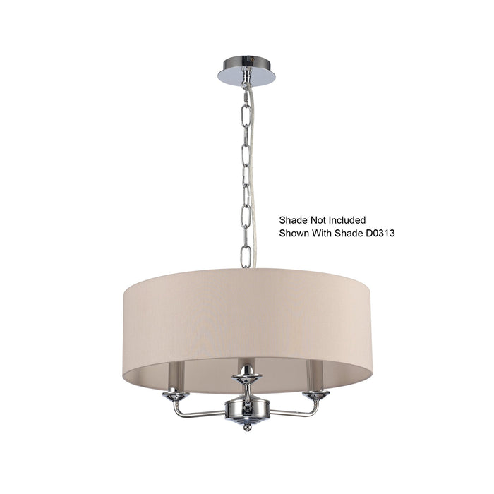 Deco Banyan 3 Light Multi Arm Pendant Without Shade, c/w 2m Chain, E14 Polished Chrome • D0354