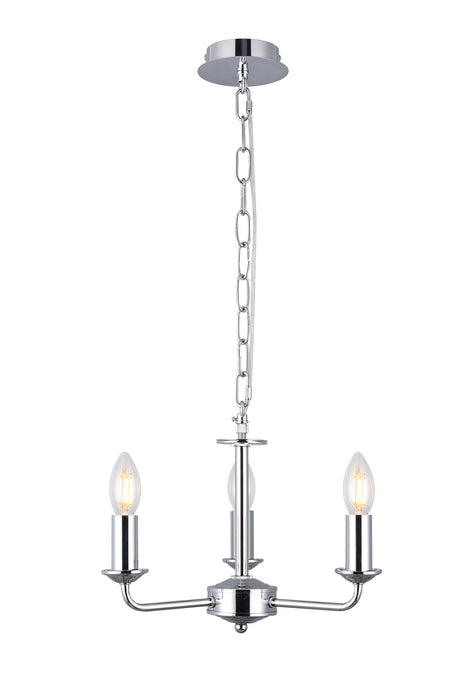 Deco Banyan 3 Light Multi Arm Pendant Without Shade, c/w 2m Chain, E14 Polished Chrome • D0354