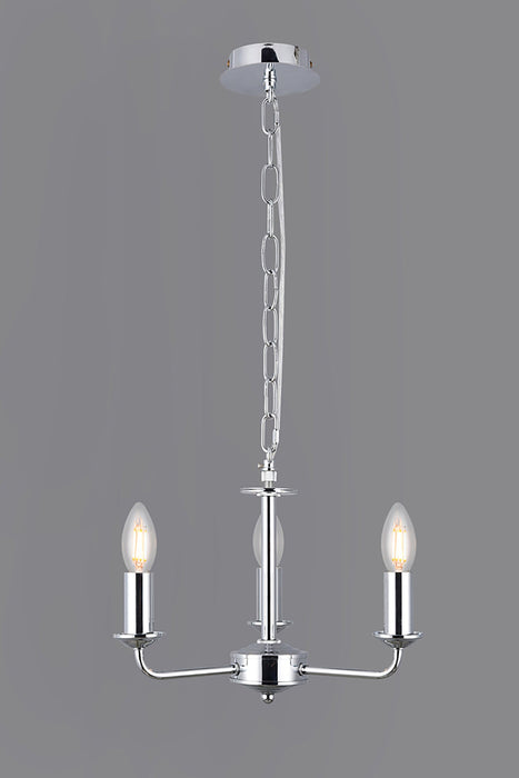 Deco Banyan 3 Light Multi Arm Pendant Without Shade, c/w 2m Chain, E14 Polished Chrome • D0354