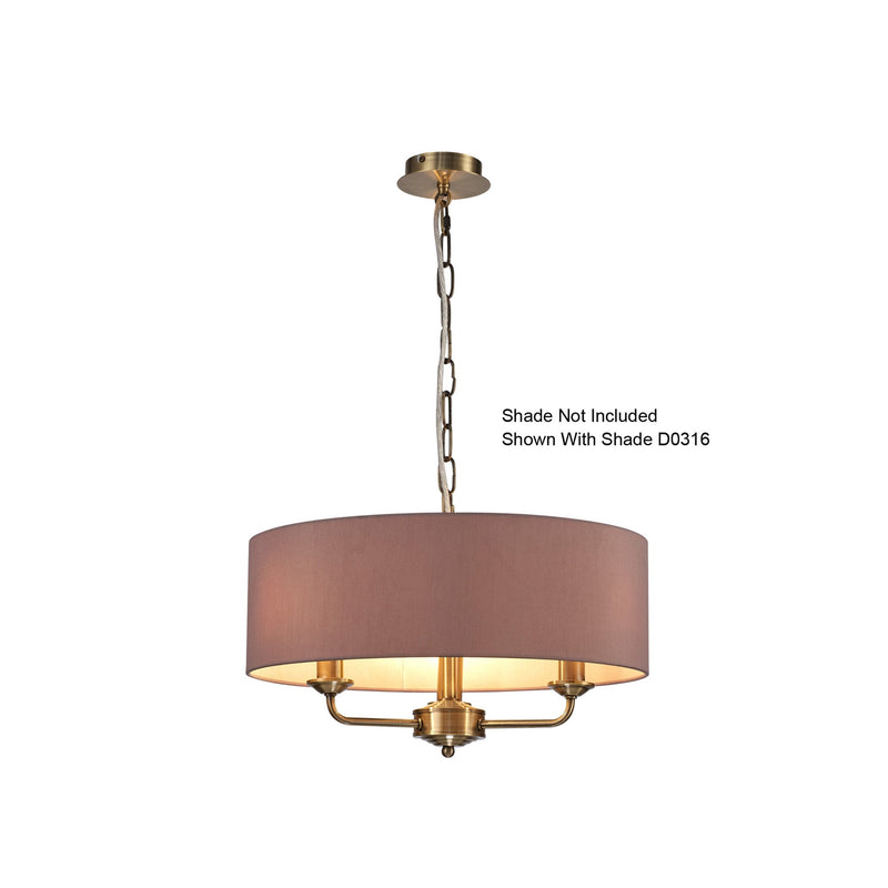 Deco Banyan 3 Light Multi Arm Pendant Without Shade, c/w 2m Chain, E14 Antique Brass • D0355