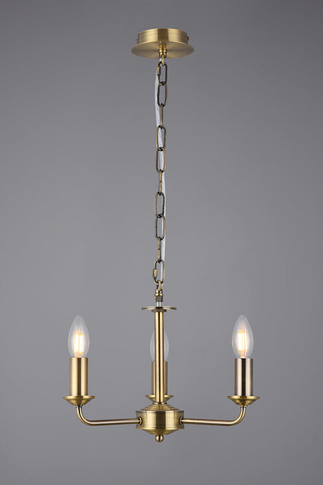 Deco Banyan 3 Light Multi Arm Pendant Without Shade, c/w 2m Chain, E14 Antique Brass • D0355