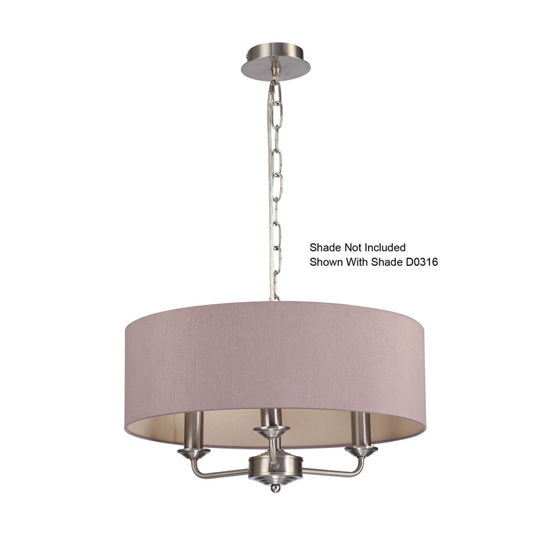 Deco Banyan 3 Light Multi Arm Pendant Without Shade, c/w 2m Chain, E14 Satin Nickel • D0356