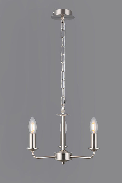 Deco Banyan 3 Light Multi Arm Pendant Without Shade, c/w 2m Chain, E14 Satin Nickel • D0356