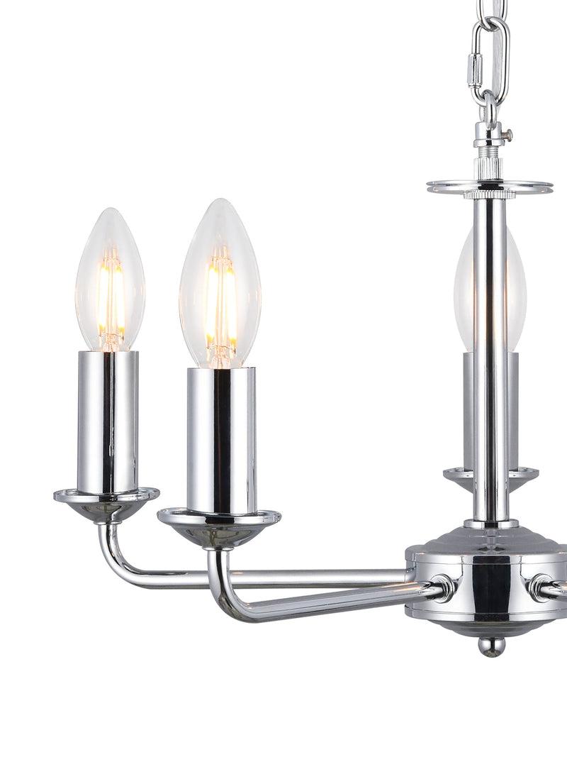 Deco Banyan 5 Light Multi Arm Pendant Without Shade, c/w 2m Chain, E14 Polished Chrome • D0357