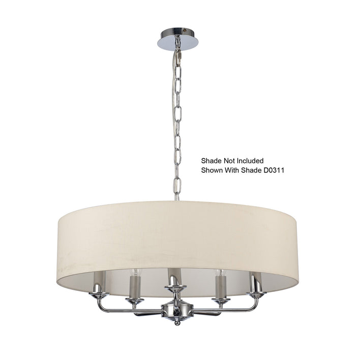 Deco Banyan 5 Light Multi Arm Pendant Without Shade, c/w 2m Chain, E14 Polished Chrome • D0357