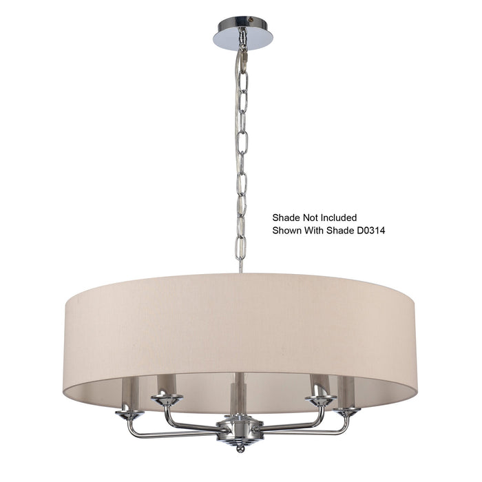 Deco Banyan 5 Light Multi Arm Pendant Without Shade, c/w 2m Chain, E14 Polished Chrome • D0357