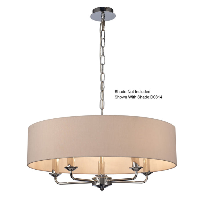 Deco Banyan 5 Light Multi Arm Pendant Without Shade, c/w 2m Chain, E14 Polished Chrome • D0357