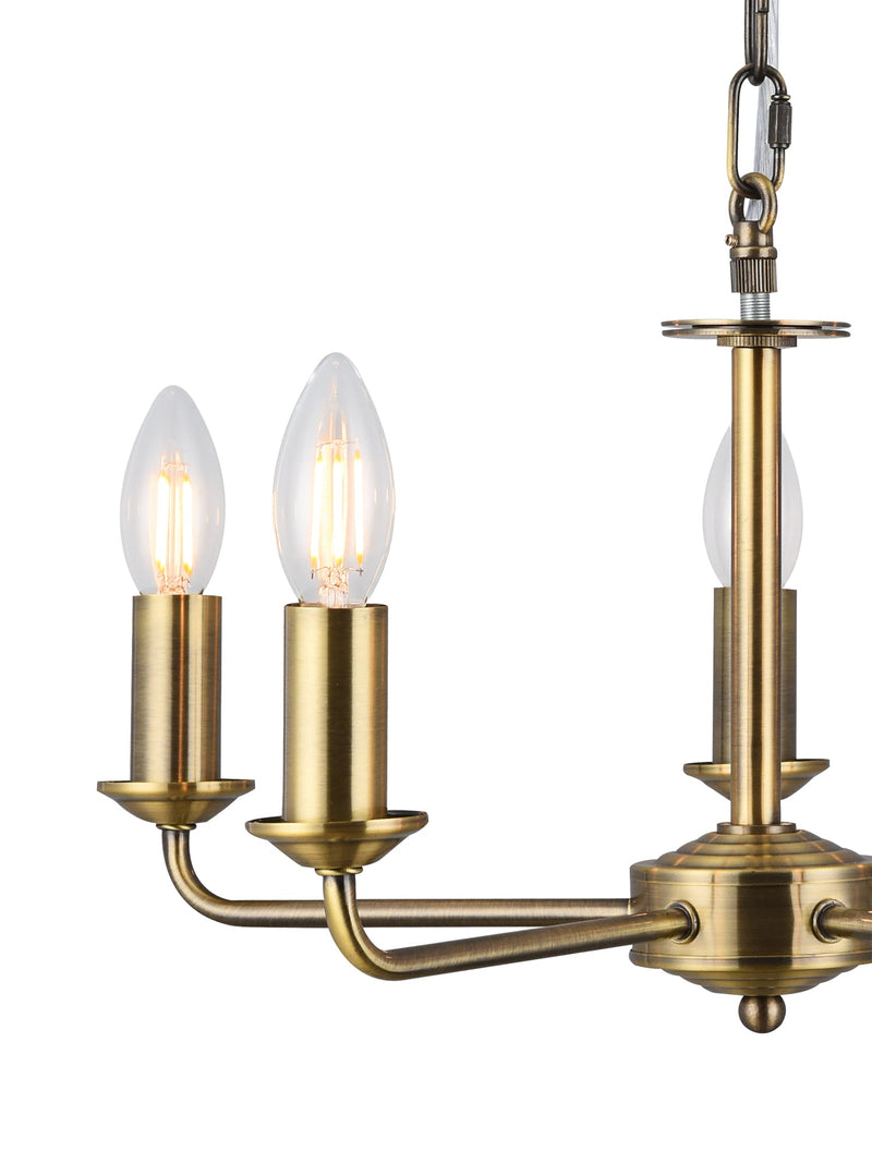 Deco Banyan 5 Light Multi Arm Pendant Without Shade, c/w 2m Chain, E14 Antique Brass • D0358