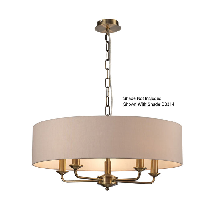 Deco Banyan 5 Light Multi Arm Pendant Without Shade, c/w 2m Chain, E14 Antique Brass • D0358