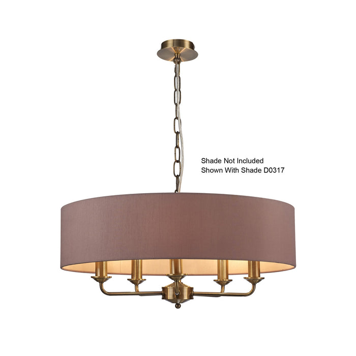 Deco Banyan 5 Light Multi Arm Pendant Without Shade, c/w 2m Chain, E14 Antique Brass • D0358