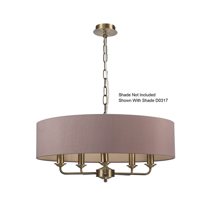 Deco Banyan 5 Light Multi Arm Pendant Without Shade, c/w 2m Chain, E14 Antique Brass • D0358