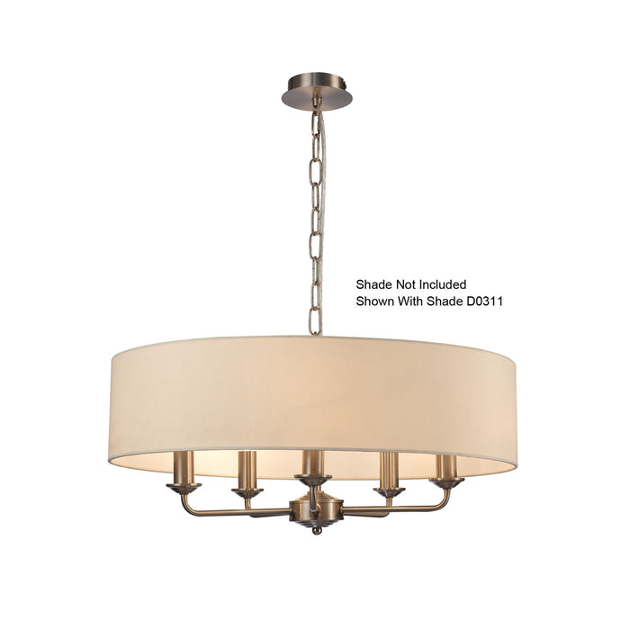 Deco Banyan 5 Light Multi Arm Pendant Without Shade, c/w 2m Chain, E14 Satin Nickel • D0359