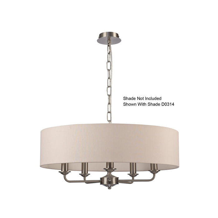 Deco Banyan 5 Light Multi Arm Pendant Without Shade, c/w 2m Chain, E14 Satin Nickel • D0359