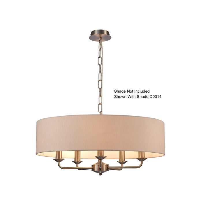 Deco Banyan 5 Light Multi Arm Pendant Without Shade, c/w 2m Chain, E14 Satin Nickel • D0359