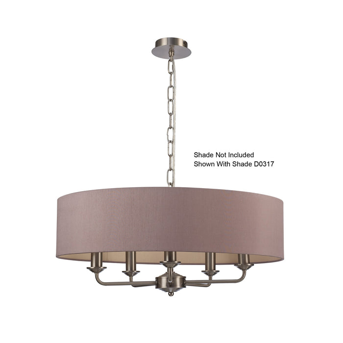 Deco Banyan 5 Light Multi Arm Pendant Without Shade, c/w 2m Chain, E14 Satin Nickel • D0359