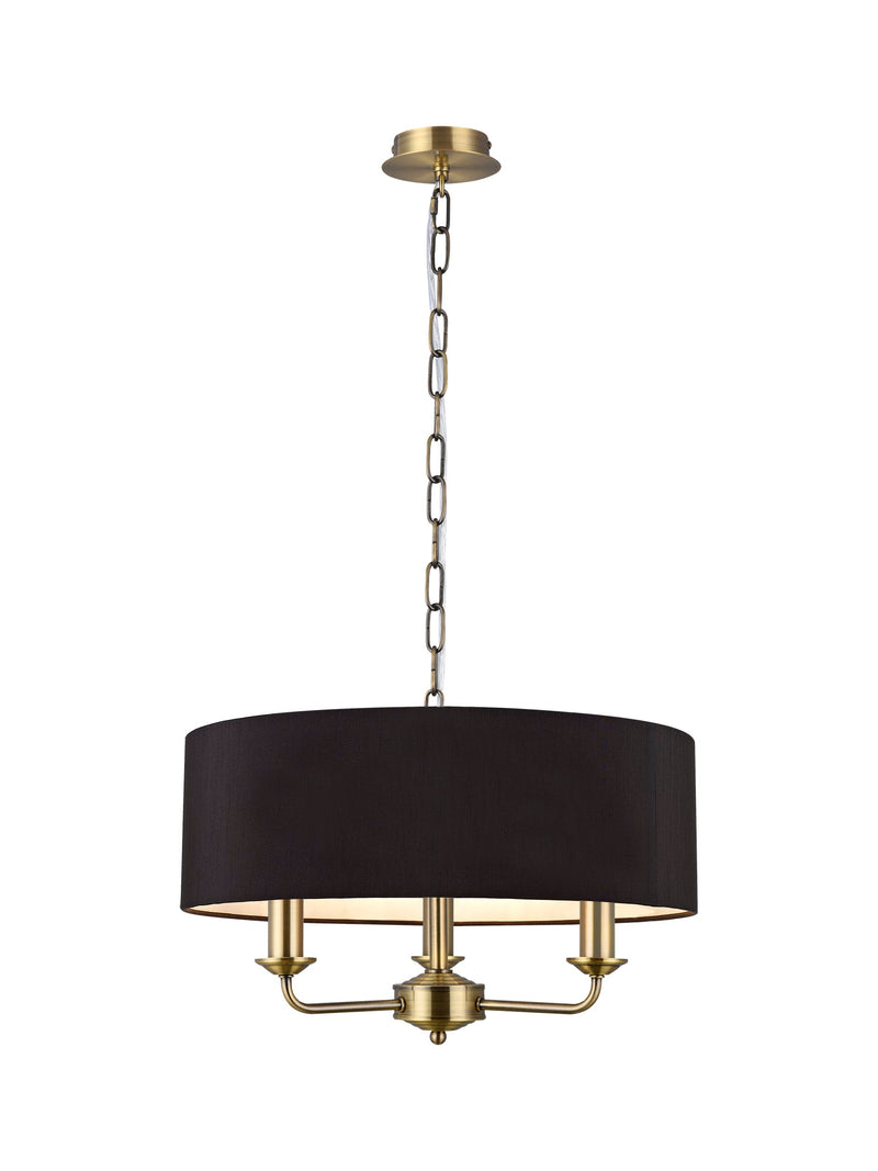 Deco Banyan 3 Light Multi Arm Pendant Without Shade, c/w 2m Chain, E14 Antique Brass • D0355