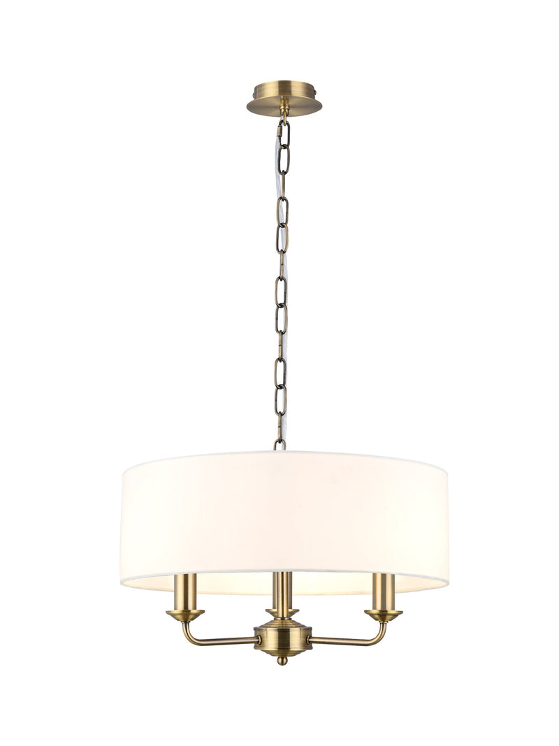 Deco Banyan 3 Light Multi Arm Pendant Without Shade, c/w 2m Chain, E14 Antique Brass • D0355