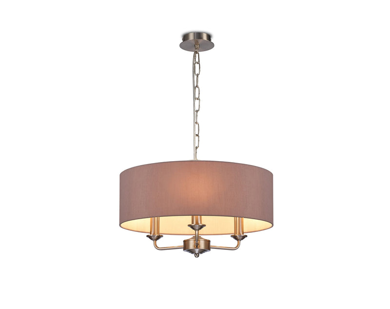 Deco Banyan 3 Light Multi Arm Pendant Without Shade, c/w 2m Chain, E14 Satin Nickel • D0356